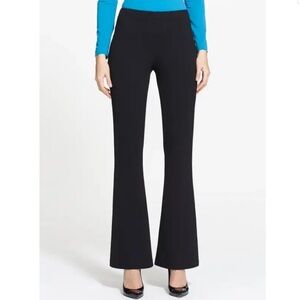 St John Caviar Kasia Milano Knit Bootcut Pants Size 6 Black Wool Knit